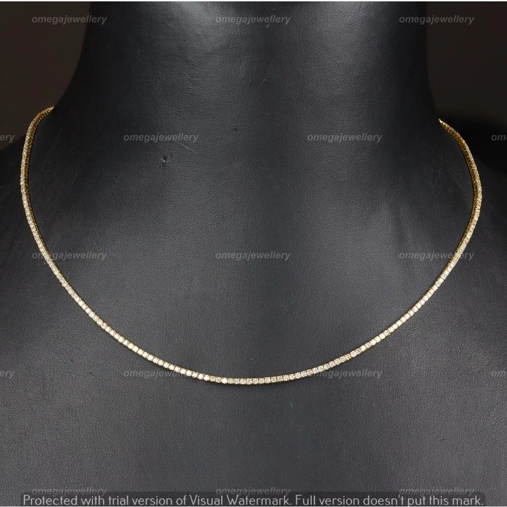 4.51 CT natural diamond tennis necklace 14KT authentic